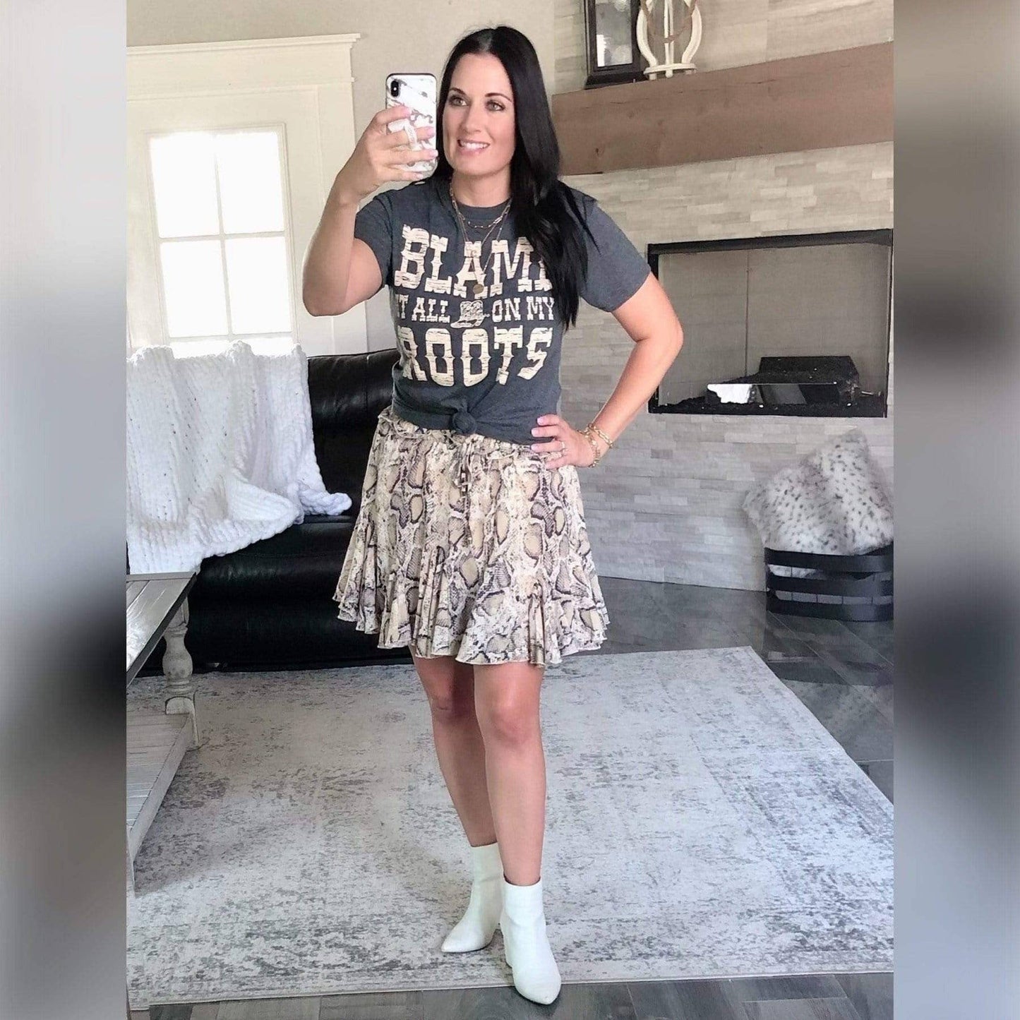 Blame It All On My Roots Soft Graphic Tee: Charcoal / XL