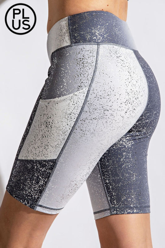 Tie Dye Biker Shorts with Pockets PLUS Sizes: 1X, 2X, & 3X